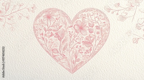 Intricate heart design with floral patterns on textured background photo