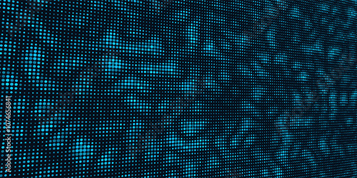 Abstract background from blue dots  on dark  blue. Dotted concept with texturing effect. Banner for business, science and technology data analytics.