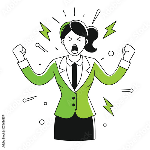  angrily business illustration of a woman 