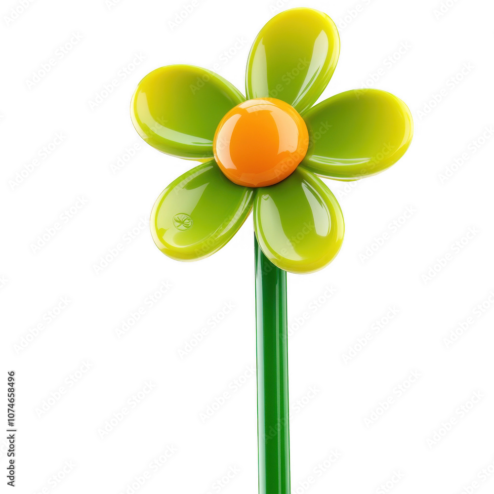 Vibrant Daisy Flower with Orange Center on Green Stem Vibrant Daisy Flower with Orange Center on Green Stem