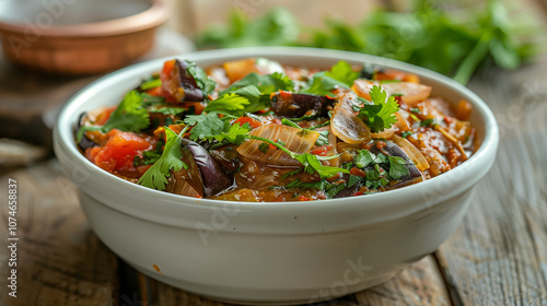 Baingan Bharta - Smoky Mashed Eggplant Curry with Fresh Herbs photo