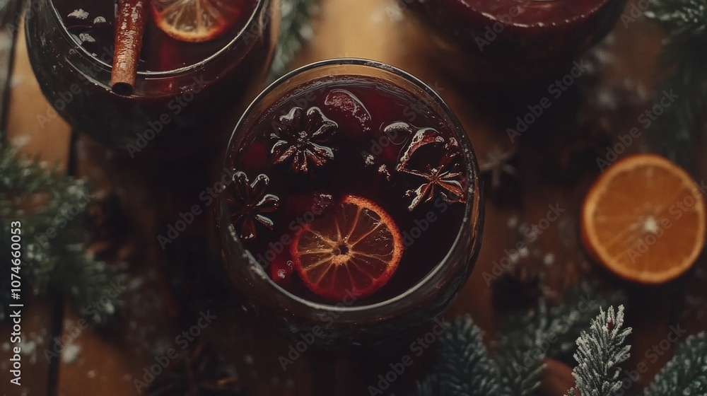 Red wine and orange slice arrangement Red wine and orange slice arrangement
