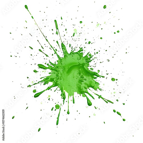 green paint splat on white background, studio light, no shadow