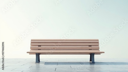 Minimalist Urban Public Bench with Clear Backdrop