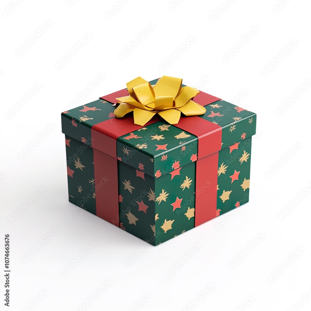 Fototapeta premium Christmas gift box on white background side view