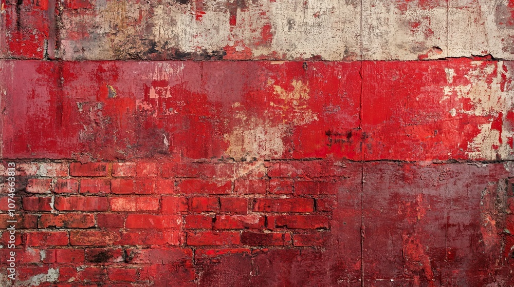Obraz premium Abstract red and gray weathered brick wall texture Background, wall, space for text