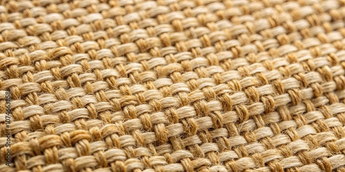 A close-up view of a natural woven fabric, displaying its intricate pattern and textured surface.