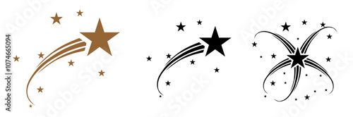 Falling star icon. Gold shooting star