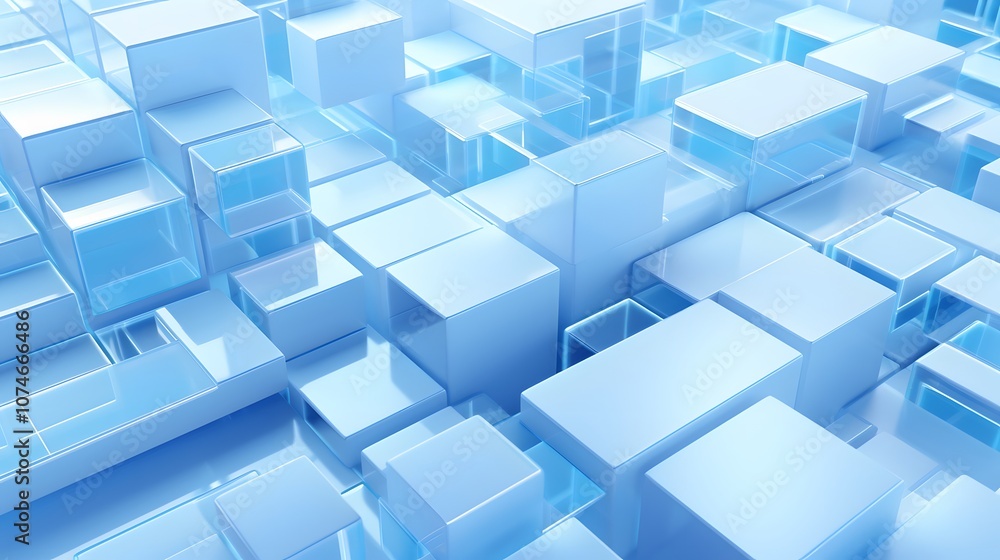 3d rendering of white and blue abstract geometric background. Scene for advertising, technology, showcase, banner, game, sport, cosmetic, business, metaverse. Sci-Fi Illustration. Product display