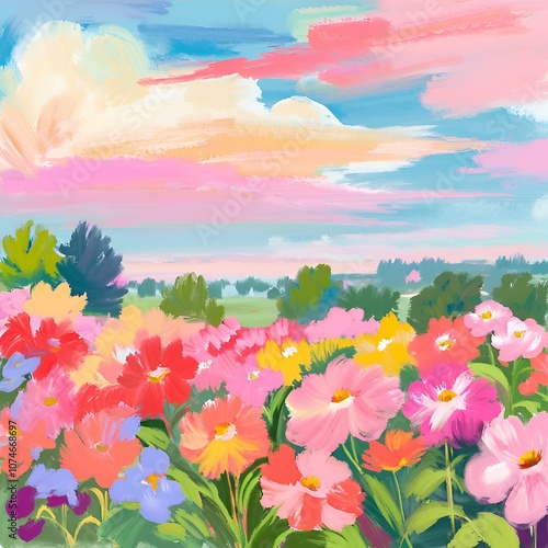landscape with flowers