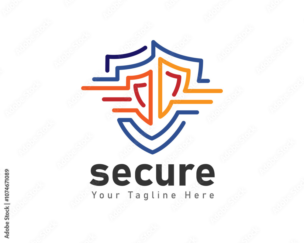 Fotografie abstract line art data tech connection secure care logo design template illustra