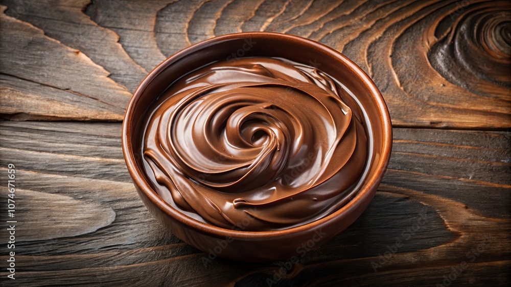A bowl of rich, smooth chocolate spread, ready to be enjoyed with a spoon or spread on bread A bowl of rich, smooth chocolate spread, ready to be enjoyed with a spoon or spread on bread