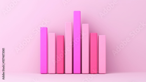 Free Download Colorful Pink Bar Graph Displaying Various Heights Against a Soft Pink Background, Representing Growth, Progress, and Creative Design Concepts - GFXLoad
