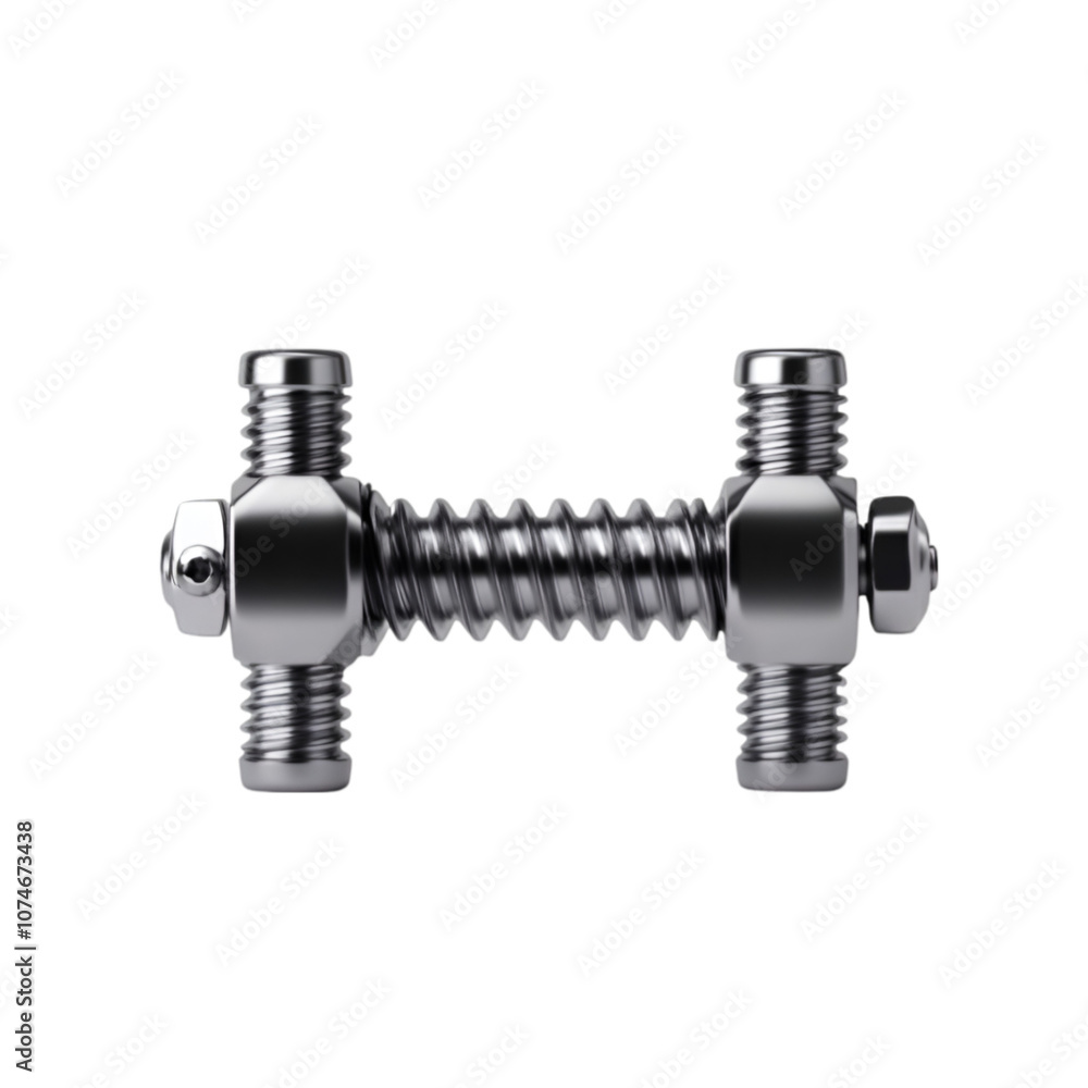 Close-up of a shiny metal bolt demonstrating precision in engineering. Transparent Background. Close-up of a shiny metal bolt demonstrating precision in engineering. Transparent Background.