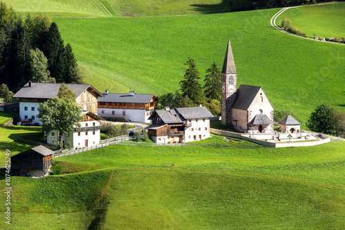 St. Magdalena church in Dolomites, Italy