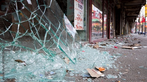 Urban Decay: Close-Up of Abandoned Storefront Reflecting Dwindling Businesses and Economic Hardship photo