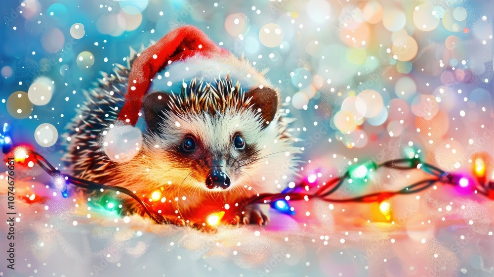 Cute hedgehog in a Santa Claus hat Cute hedgehog in a Santa Claus hat