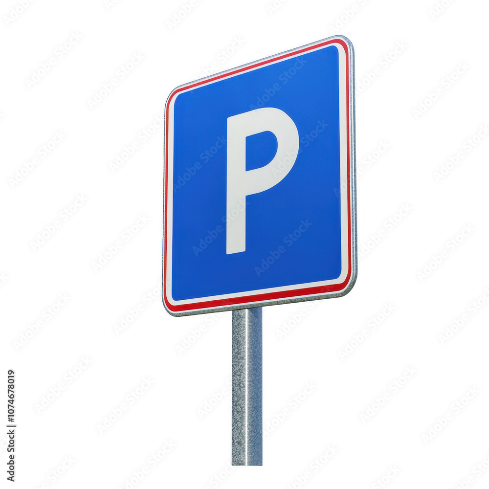 Parking Lot Signage: Blue and White P Symbol on a Road Sign Parking Lot Signage: Blue and White P Symbol on a Road Sign