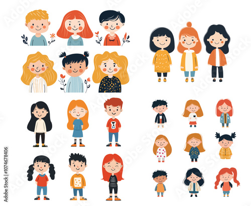 kids holding hands kindergarten cartoon clipart middle school vector illustration