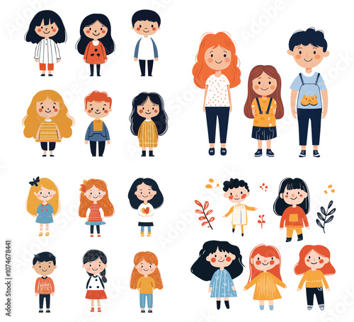 kids holding hands kindergarten cartoon clipart middle school vector illustration