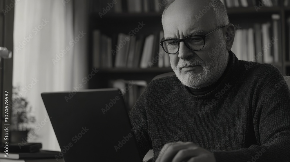 Senior Man Working on a Laptop Senior Man Working on a Laptop