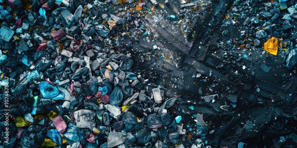 A pile of waste in a polluted ocean. Waste includes plastics, paper, and glass. A pile of waste in a polluted ocean. Waste includes plastics, paper, and glass.