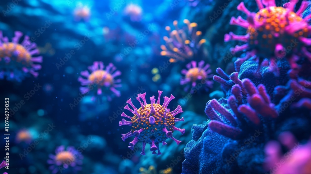 Obraz premium Avian Influenza Virus Outbreak 3D Render