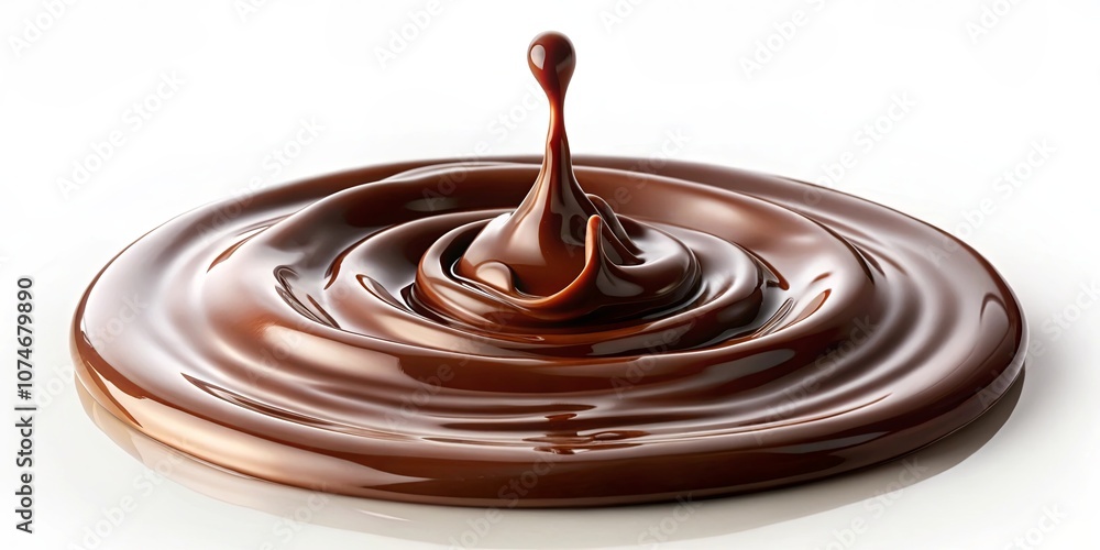 A Single Drop of Melted Chocolate Creates a Perfect Spiral Pattern on a White Surface A Single Drop of Melted Chocolate Creates a Perfect Spiral Pattern on a White Surface