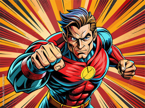 Pop art comic book style super hero
