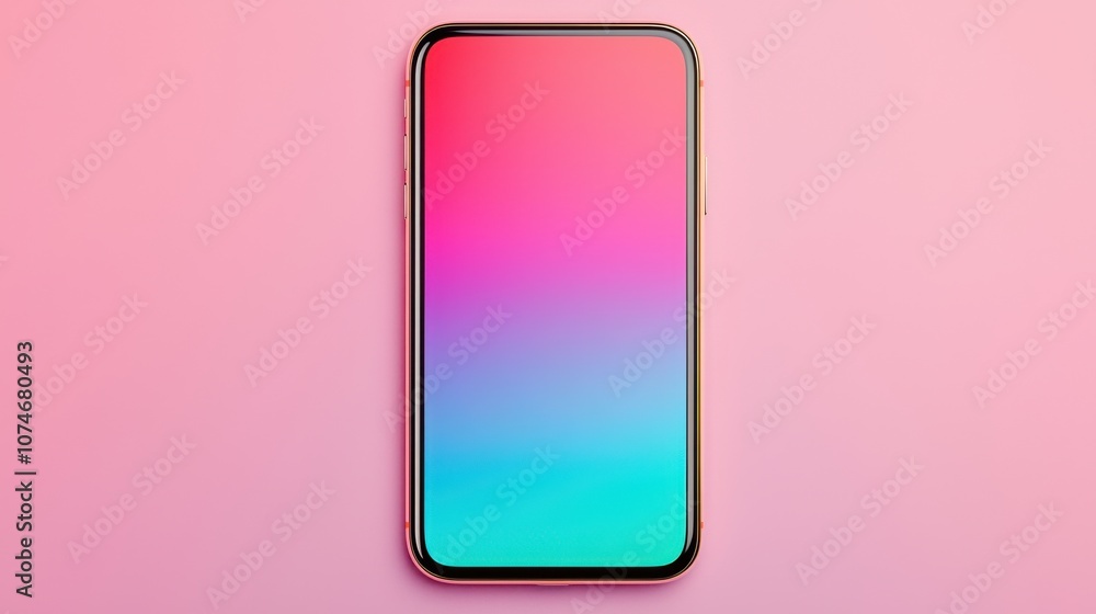 Vibrant Gradient Smartphone Display on Soft Pink Background Showcasing Modern Technology and Minimalistic Design Aesthetic for Digital Art Projects Vibrant Gradient Smartphone Display on Soft Pink Background Showcasing Modern Technology and Minimalistic Design Aesthetic for Digital Art Projects
