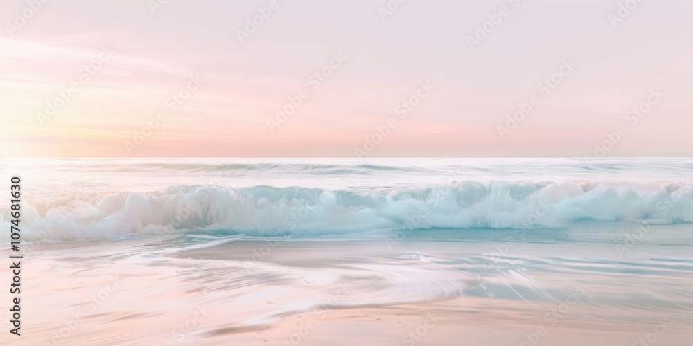 Fototapeta premium Calm, shallow waters near the shoreline at sunset.