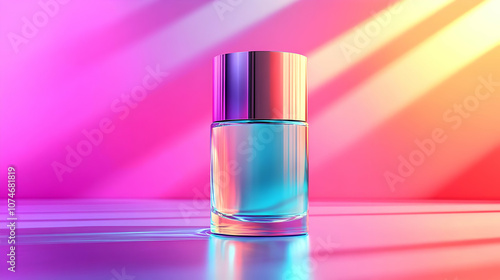 Glass Bottle with Colorful Gradient Background - 3D Render