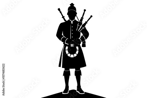 A Silhouette Tribute to Scottish Tradition. vector illustration.