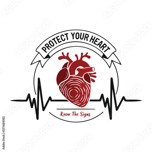 Heart Disease Awareness T-shirt Design with Unique Heart and EKG Pulse Line