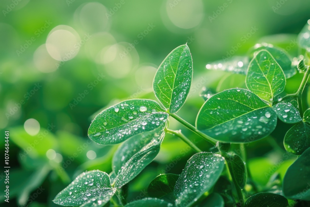Green leaves with water droplets. Green leaves with water droplets.