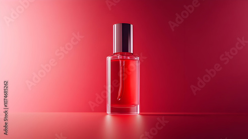 Red Glass Bottle on Red Background - Product Photography Illustration