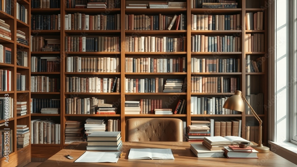 Cozy Home Office with Minimalist Bookcase Zoom Background for Professional Settings Cozy Home Office with Minimalist Bookcase Zoom Background for Professional Settings