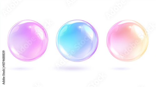  vector illustrations of bubbles, 3d colorful bubble