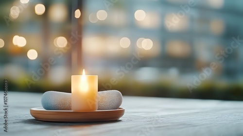 Tranquil Moments Woman silhouetted in meditation pose surrounded by the warm glow and soft focus of candlelight in a cozy peaceful room setting This image evokes a sense of inner calm wellness