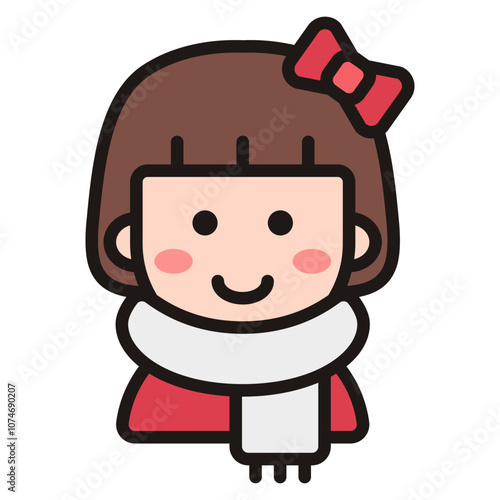 겨울 머플러를 한 여자아이 아이콘