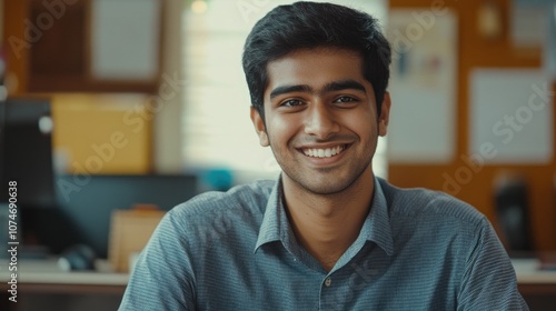 Smiling Man in Office Environment