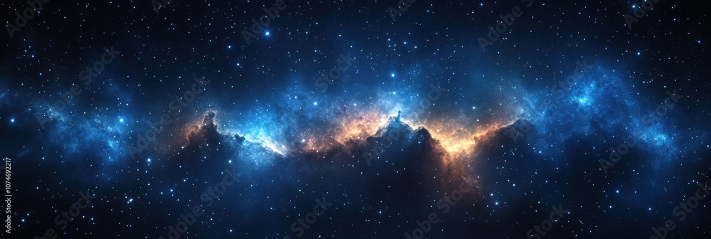 Fototapeta premium Stunning Cosmic Landscape Featuring Vibrant Nebulae, Stars, and a Dark Space Background Creating a Mesmerizing Visual Experience of the Universe