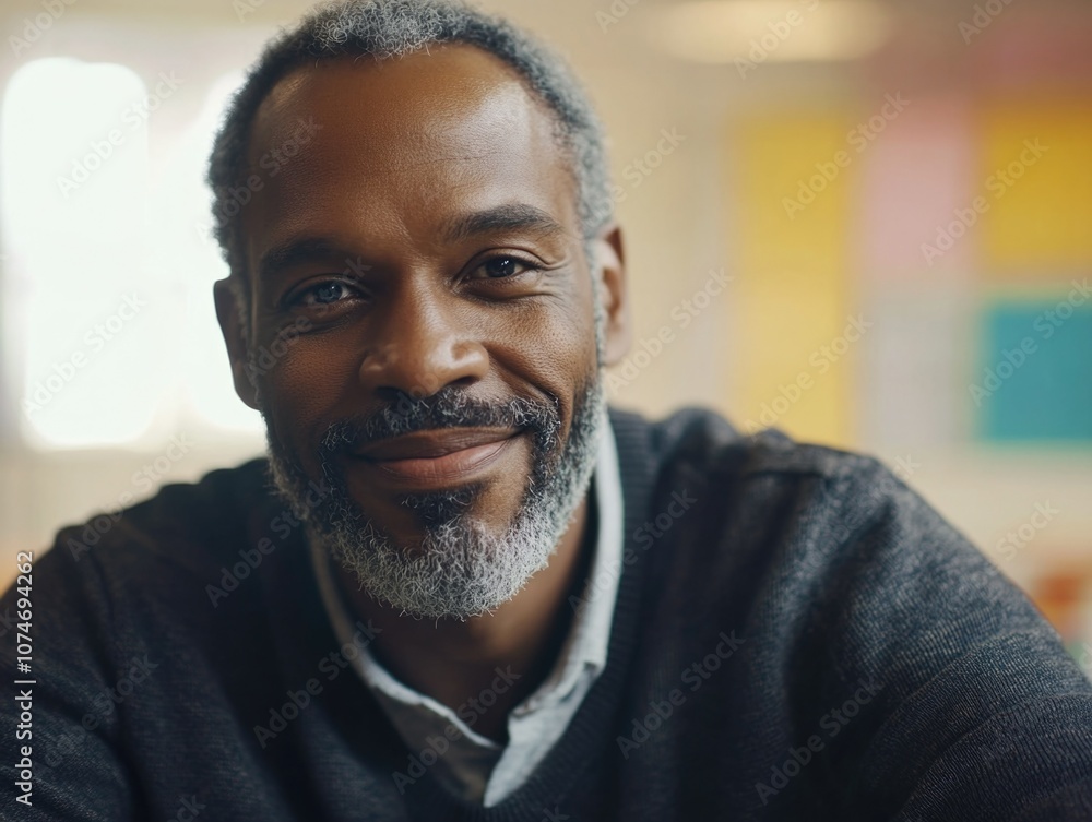 Confident Smiling Man with Gray Beard Confident Smiling Man with Gray Beard