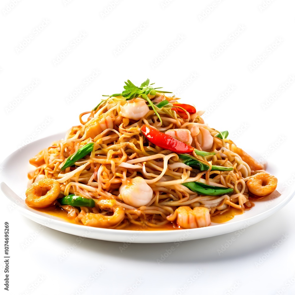 healthy sea food dish cuisine isolated on white background healthy sea food dish cuisine isolated on white background