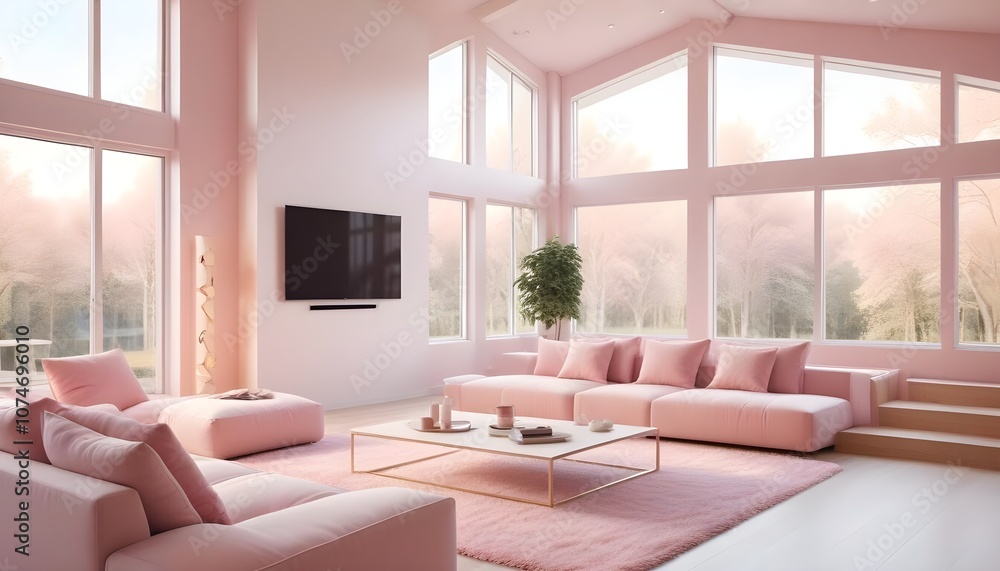 Fototapeta premium Photo modern style interior room 3d illustration