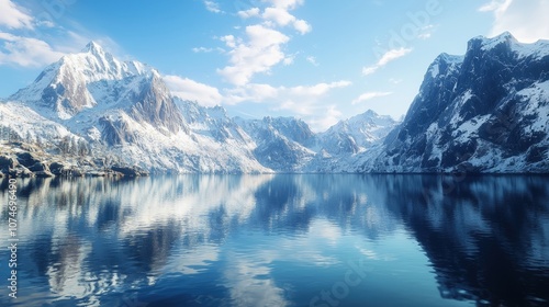 Wallpaper Mural Serene Remote Fjord with Majestic Snowy Cliffs and Glassy Water Reflection Torontodigital.ca