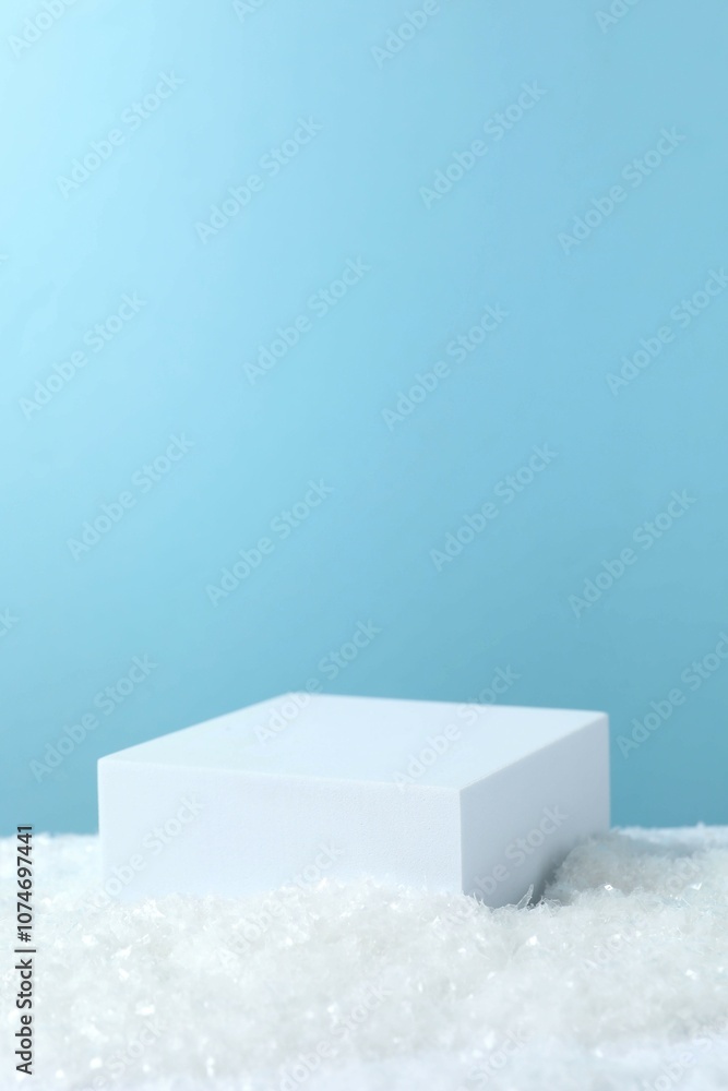 Beautiful composition with podium on the white snow Beautiful composition with podium on the white snow