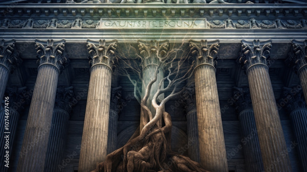 Obraz premium Ancient Structure and Tree
