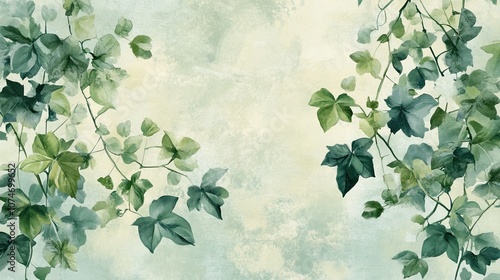 Elegant greenery vines on artistic pastel background Background with space for text Background, wall, space for text