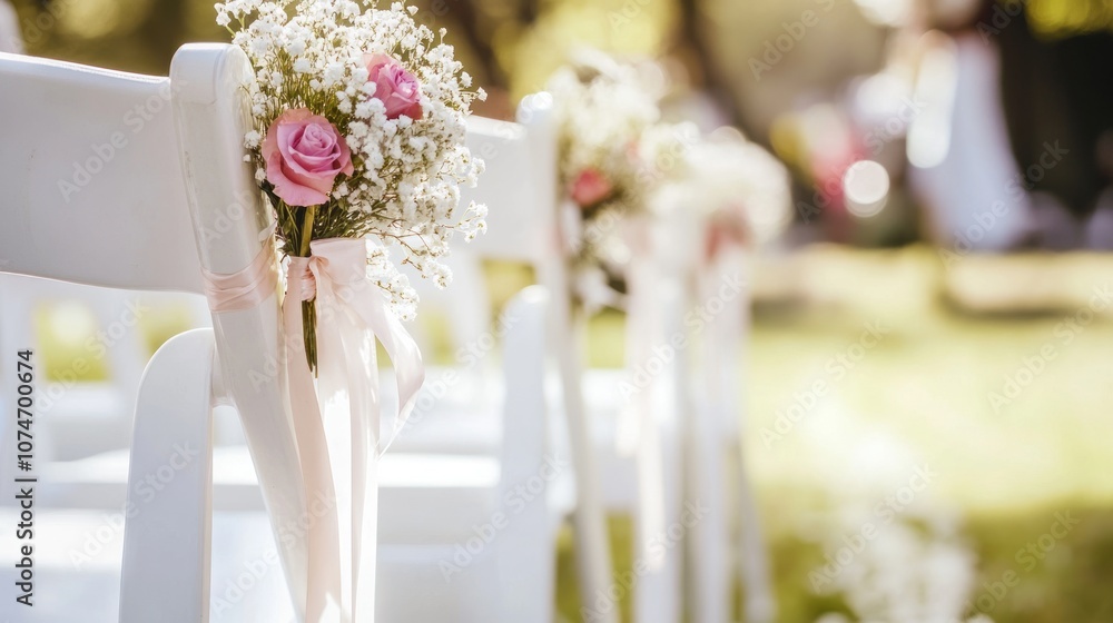 Wedding Ceremony Chairs Decorated with Flowers Wedding Ceremony Chairs Decorated with Flowers